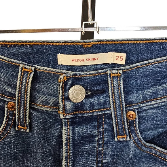 Levi's Womens Wedgie  Skinny Jeans Blue Size 25 Button Fly - Picture 6 of 9